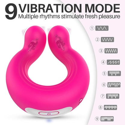 Invisible wearable penis ring with 9 vibration modes and USB magnetic charging, designed for discreet pleasure and enhanced intimacy.