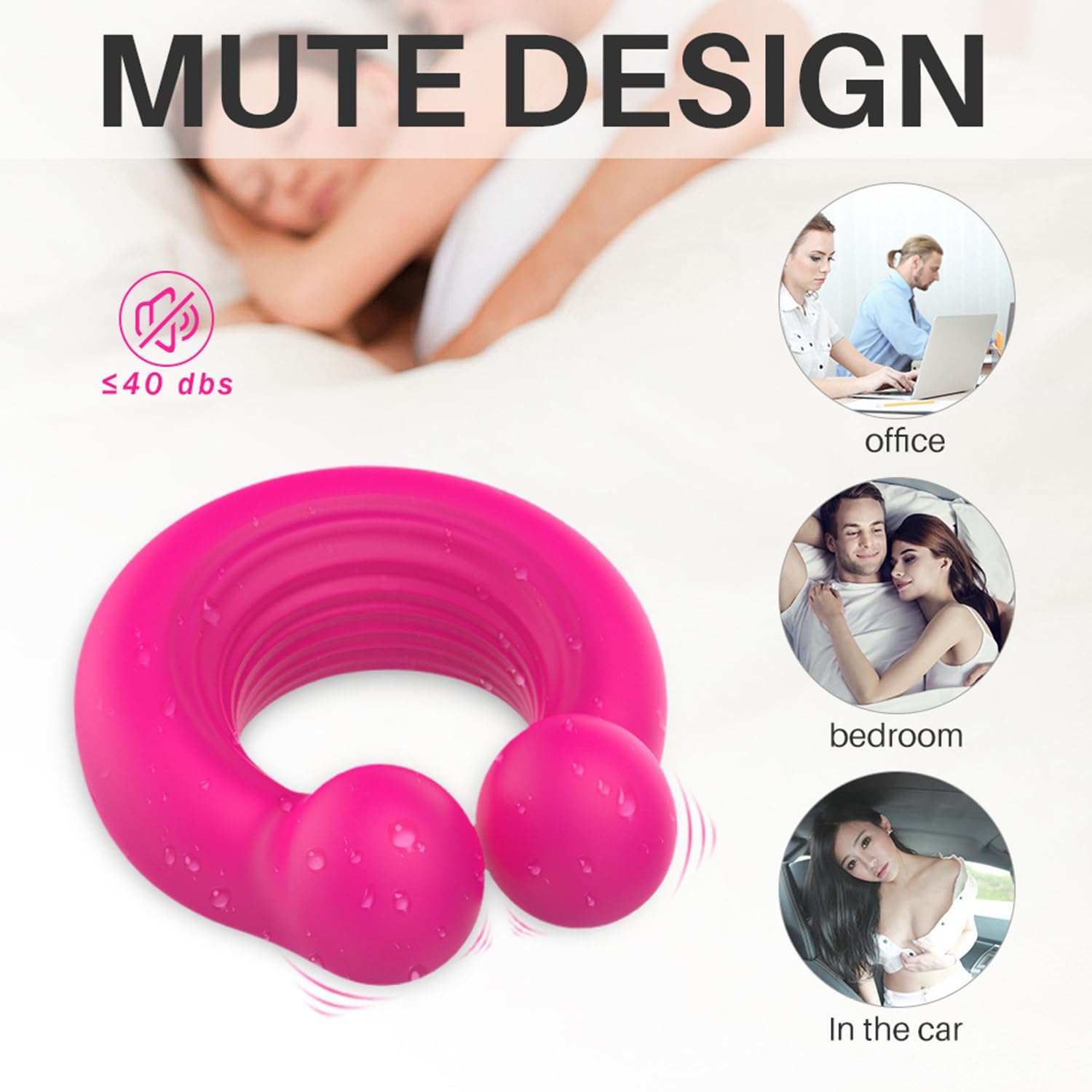 Invisible wearable penis ring with clitoral stimulator, featuring 10 vibrations and quiet design.
