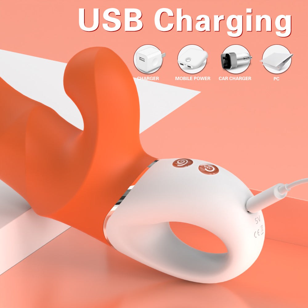 2-in-1 Greedy Girl dual-control suction vibrator with ribbed texture design and USB charging capability.