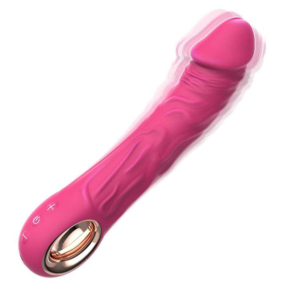 Realistic vibrator dildo with 10 powerful vibration modes and USB charging, made of high-quality silicone.