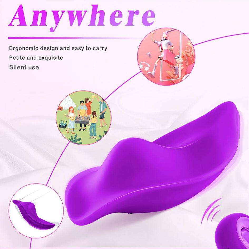 Wearable panty vibrator in purple with ergonomic design and remote control functionality.