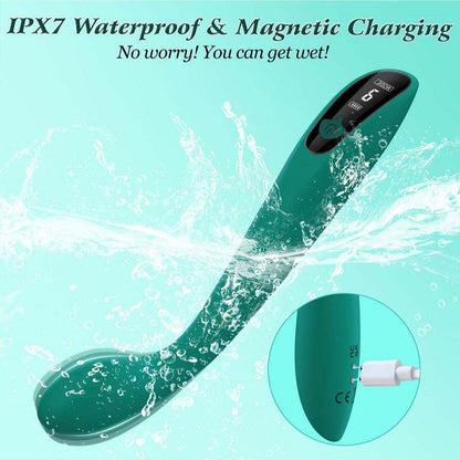 Spot Vibrator with LCD display, waterproof design, and magnetic charging.