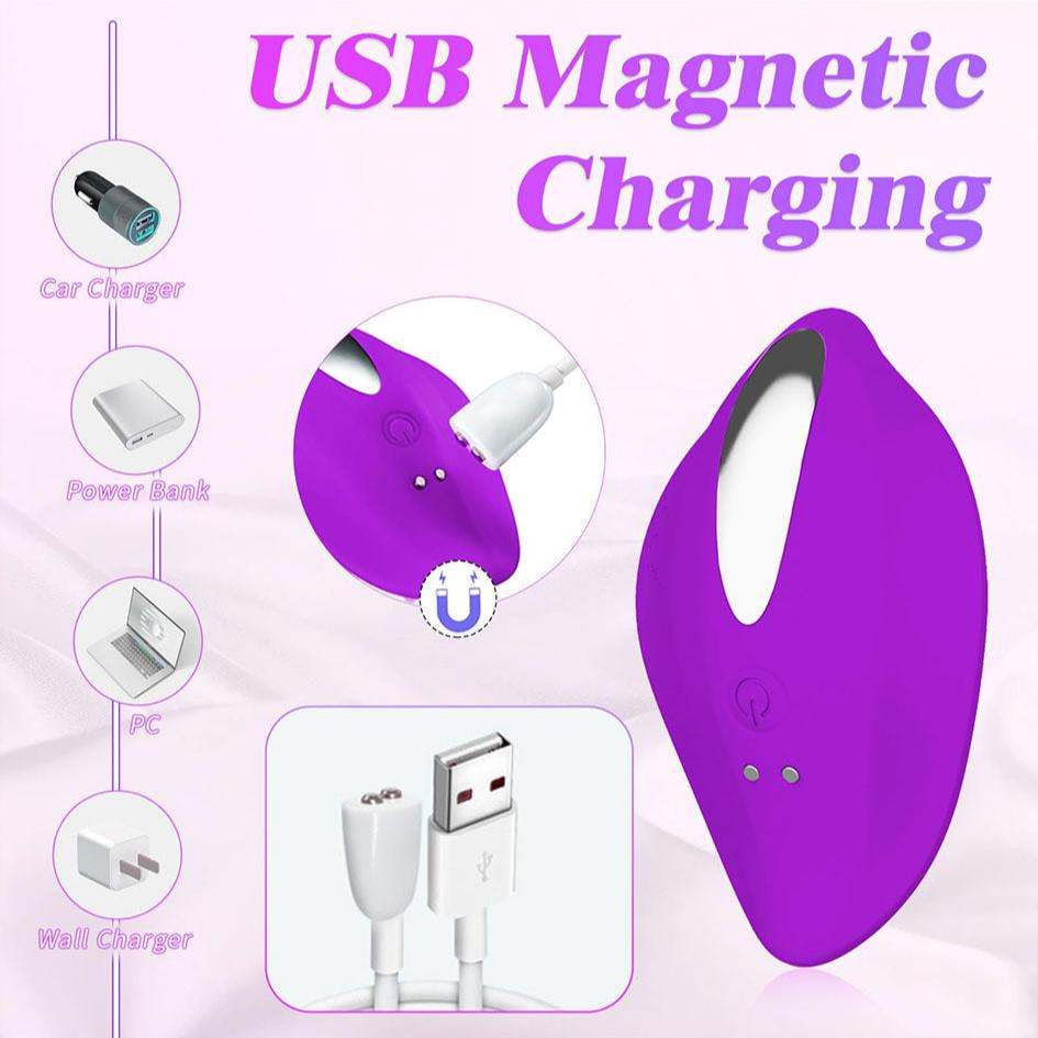 Wearable panty vibrator with USB magnetic charging, silicone material, waterproof and remote control.