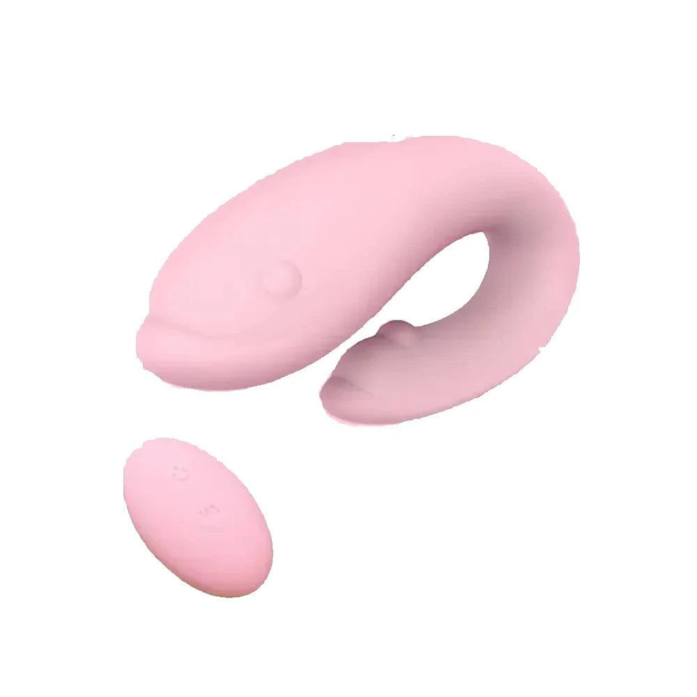 Remote controlled dolphin clitoral vibrator with 9 intensity modes and waterproof design.