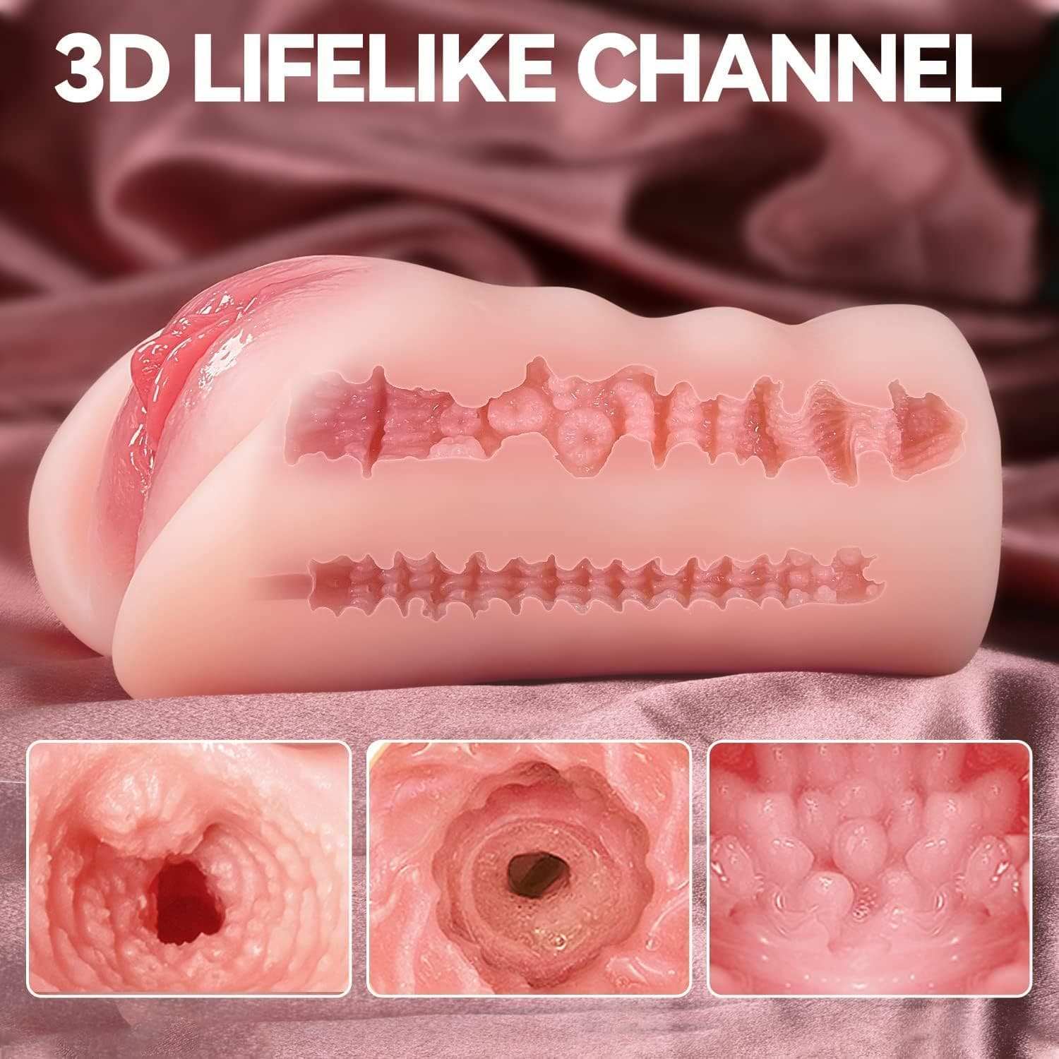 2 in 1 Pocket Cup Toy with realistic 3D channel texture for men.