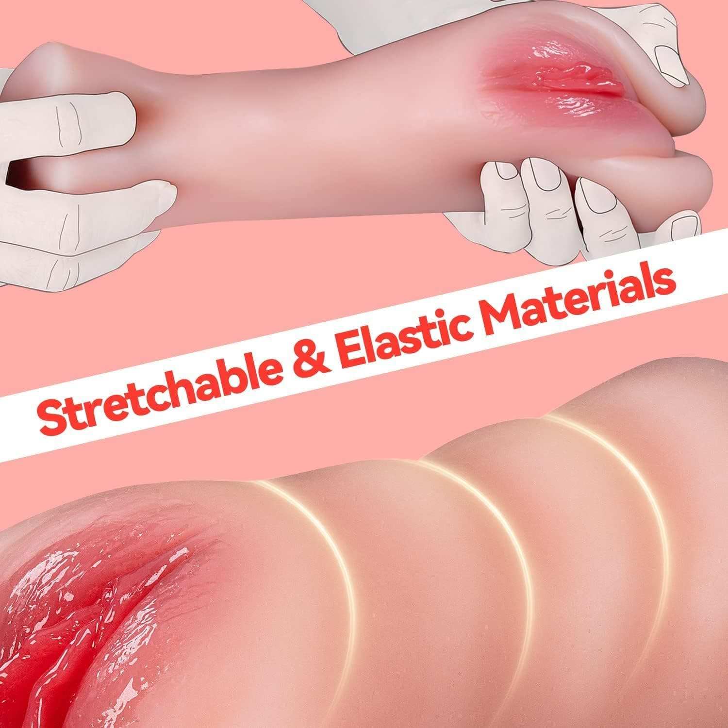 Stretchable elastic materials of 2 in 1 pocket cup toy for men.