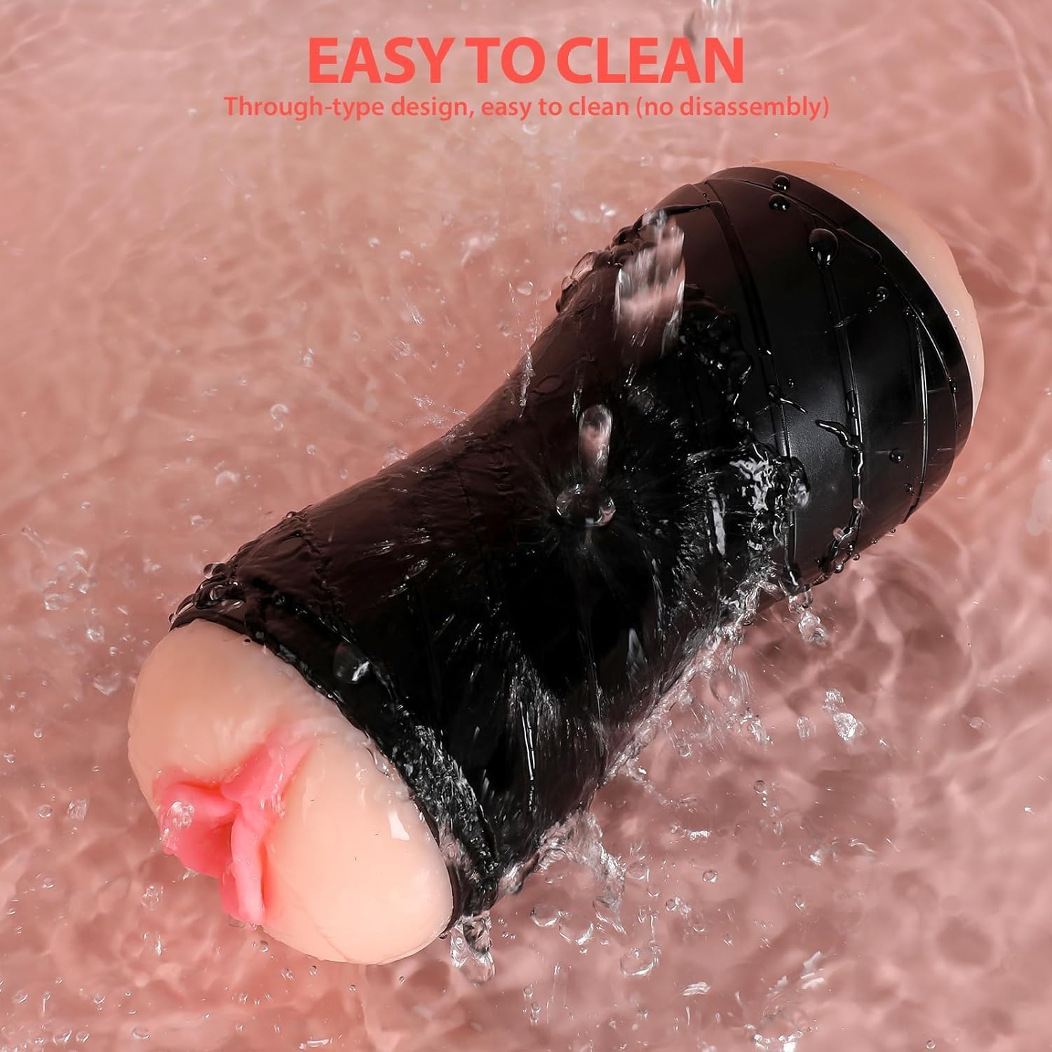 Realistic channel texture men's masturbator with easy-to-clean design in water.