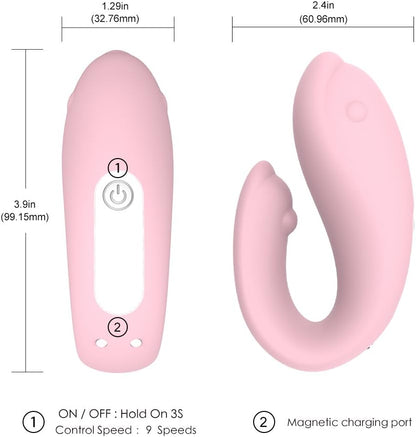 Remote controlled dolphin clitoral vibrator with 9 intensity modes and waterproof design.