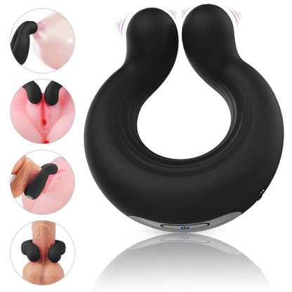 Invisible wearable penis ring vibrator with 10 vibration modes, featuring a soft silicone design for clitoral stimulation and G-spot massage.