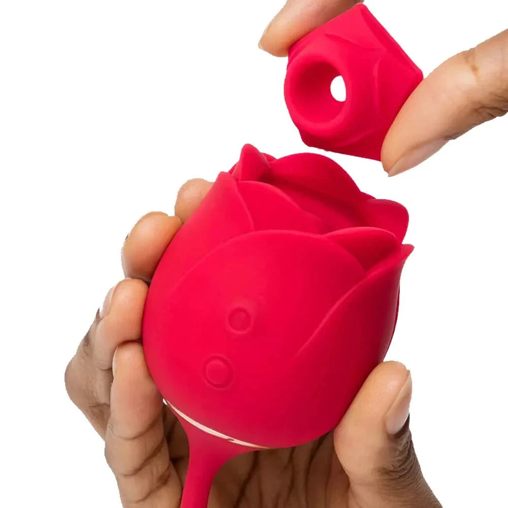 2-in-1 clitoral suction stimulator and egg vibrator in red, featuring ergonomic design and multiple functions for enhanced pleasure.