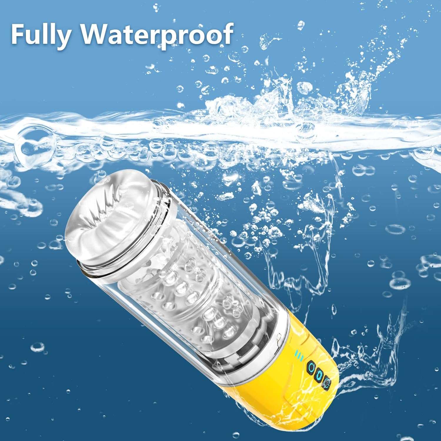 Fully waterproof 2-in-1 sucking male masturbator, transparent pump, visible pocket pussy.