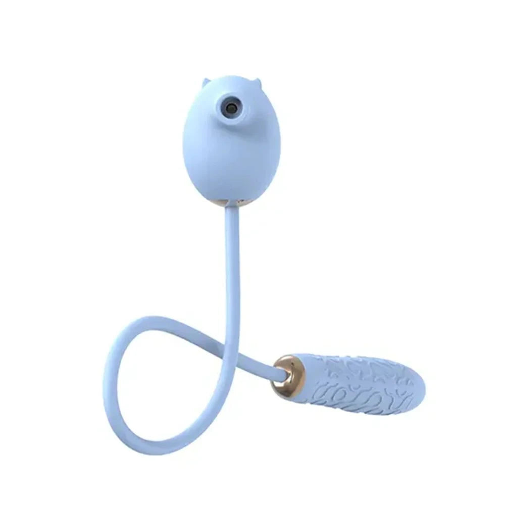 2-in-1 Peppy Pig Clitoral Suction & Thrusting Vibrator with multiple modes, waterproof, and skin-friendly design.