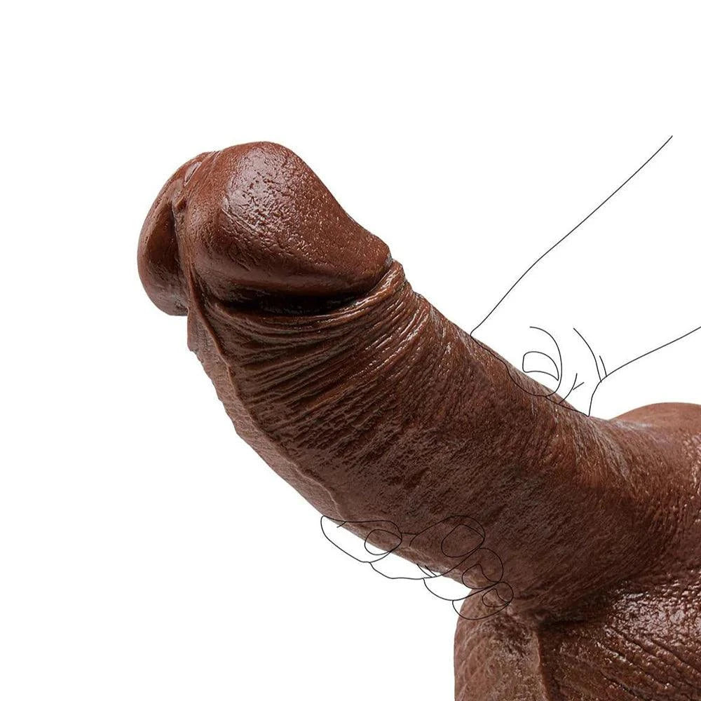 Realistic thick black dildo with 2.45" diameter and strong suction cup for versatile pleasure.