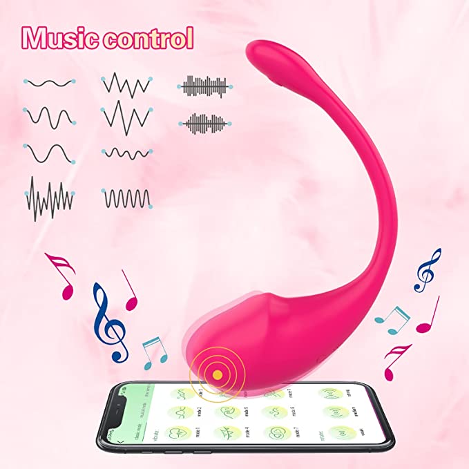 Tadpole APP vibrator with wireless remote control and music compatibility displayed with smartphone.
