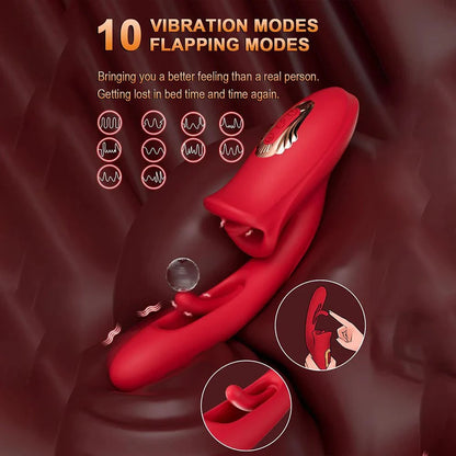 G-Spot vibrator with 10 vibration and flapping modes, designed for female pleasure.