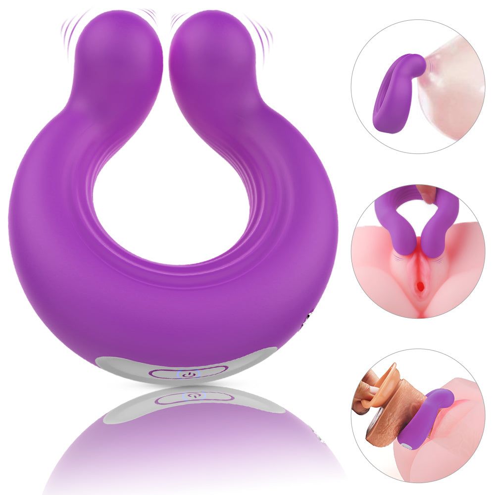 Invisible wearable penis ring vibrator with 10 vibration modes, silicone material, and magnetic charging.