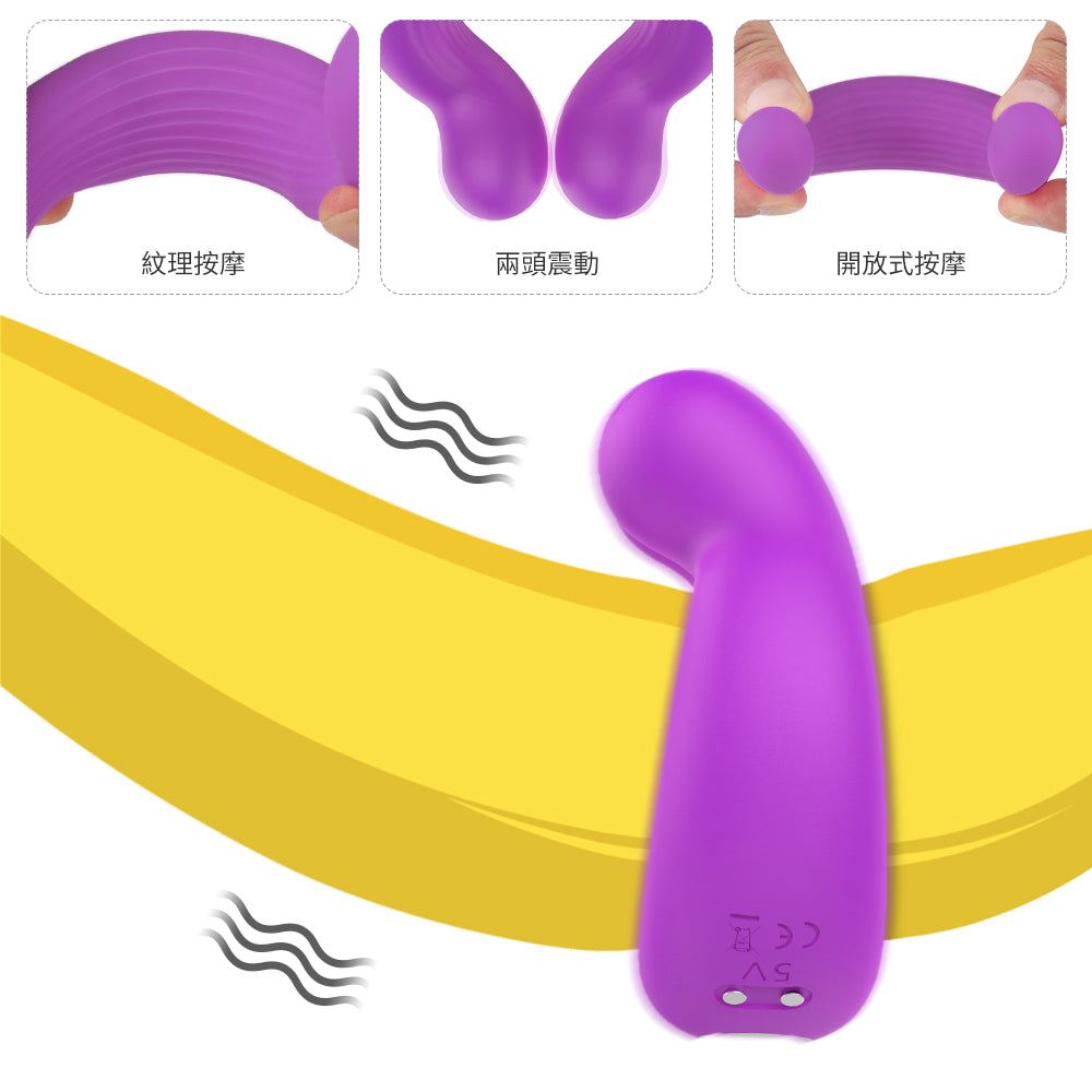 Invisible wearable penis ring vibrator in purple, designed for discreet stimulation with 10 vibration modes, featuring skin-friendly silicone and a safe magnetic charger.