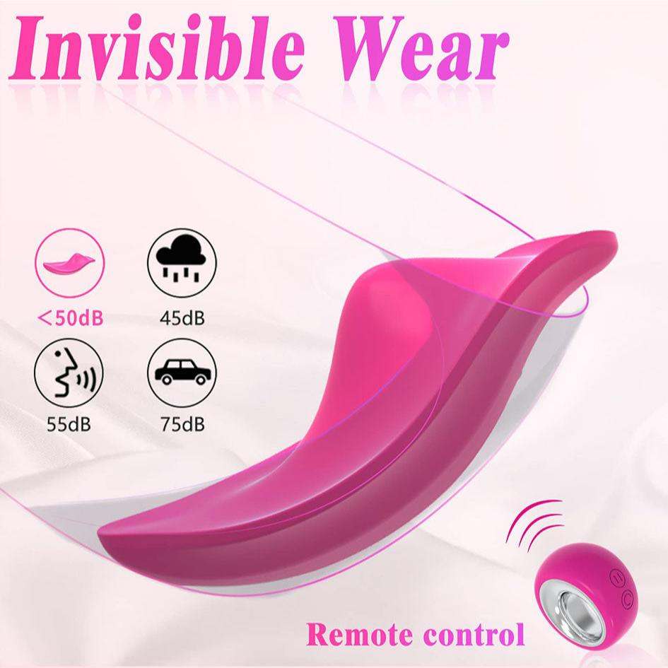 Wearable panty vibrator with remote control, invisible wear design, and soft silicone material.