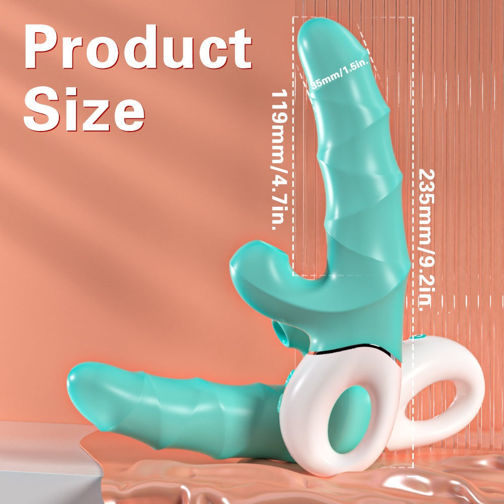 2-in-1 Greedy Girl Dual-Control Suction Vibrator with folded ribbed texture and flexible ears for clitoral stimulation.