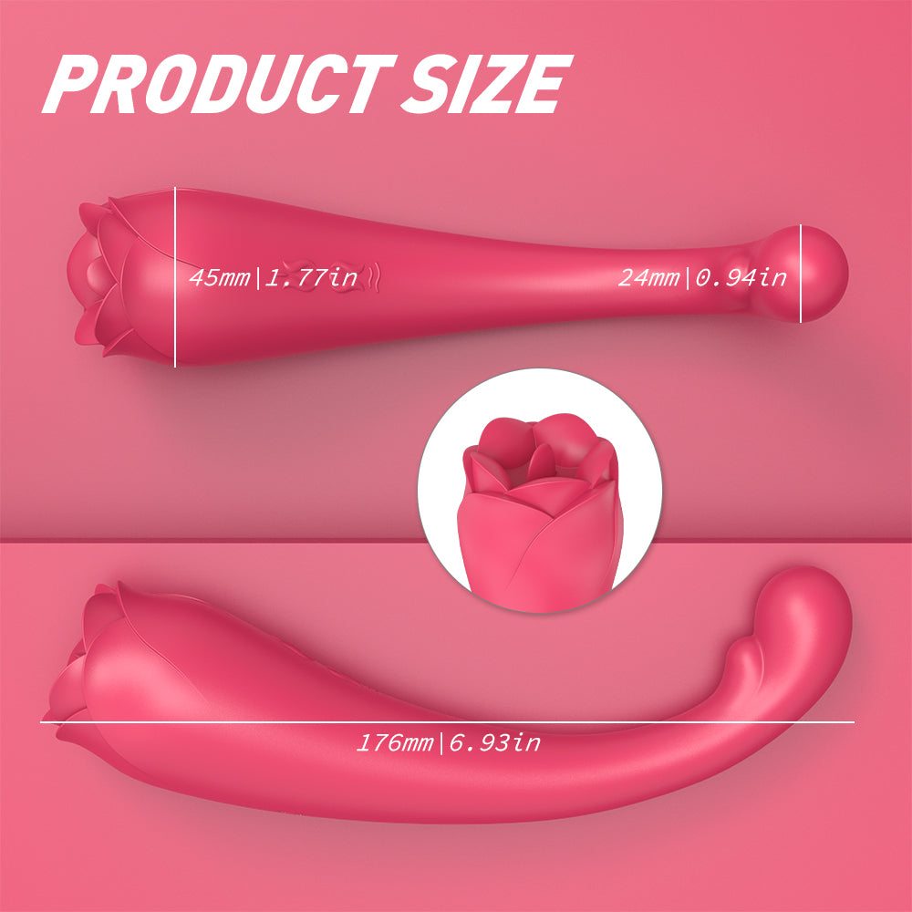 Clitoral and G-Spot Licking Dildo with lifelike details and flower-shaped design.