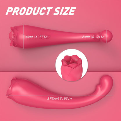 Clitoral and G-Spot Licking Dildo with lifelike details and flower-shaped design.