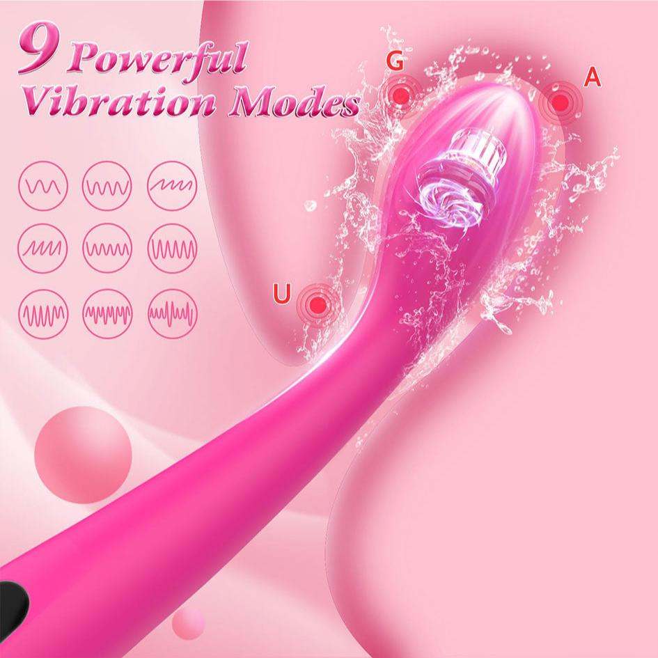 Sex toys G spot vibrator with 9 powerful vibration modes, flexible head, and magnetic rechargeable feature.