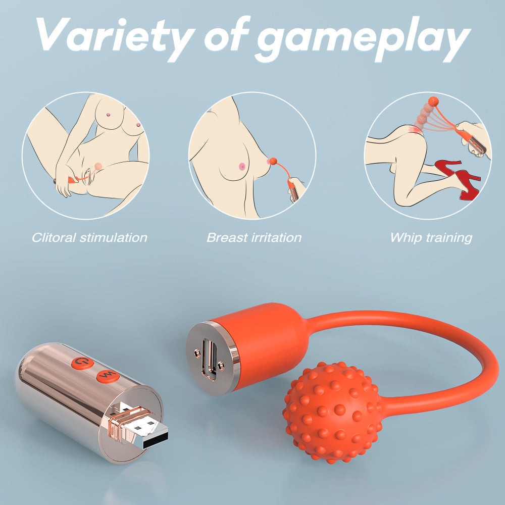 Mini wireless vibrating wand with detachable USB charging and silicone egg for adult pleasure.