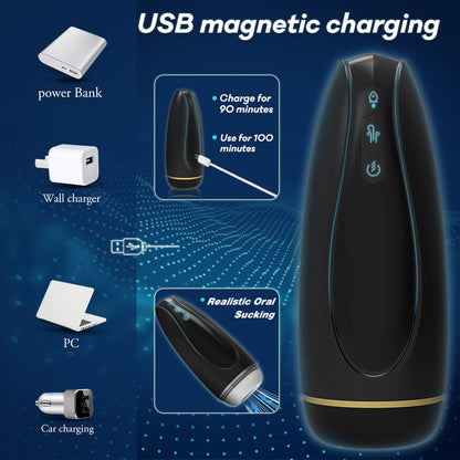 Blowmotion Suction Vibrating Male Masturbator with USB Magnetic Charging