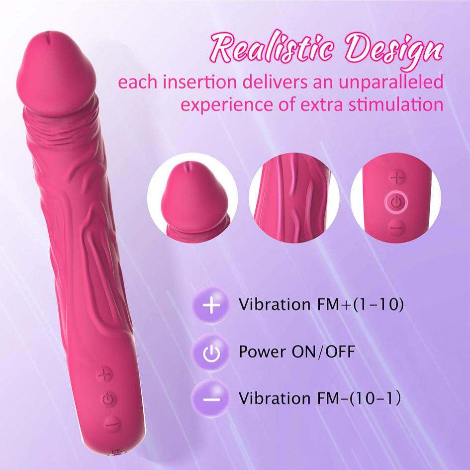 Realistic vibrator dildo with 10 vibration modes and waterproof design.