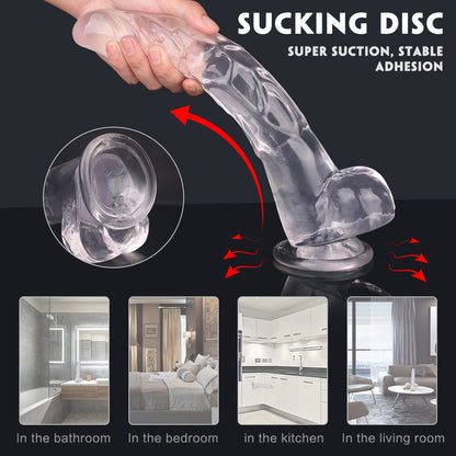 Lifelike Lover Classic realistic dildo with suction disc, transparent design for versatile use.