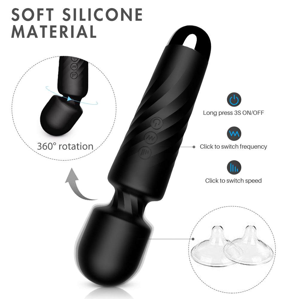 Magic Wand Rechargeable Cordless Vibrator with Soft Silicone Material and Multiple Settings