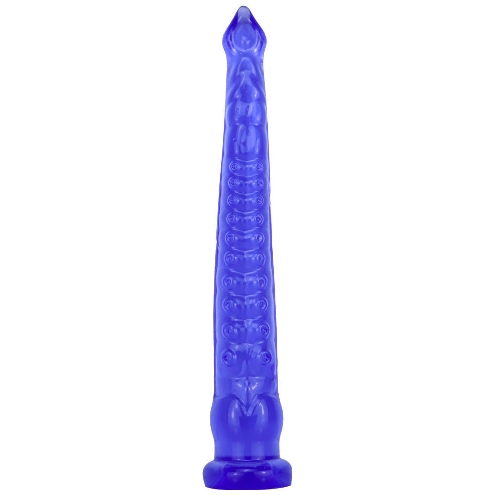 Soft and super-sized tentacle dildo for women in vibrant blue, offering 18 inches of flexible, skin-friendly silicone for deep G-spot and P-spot stimulation.