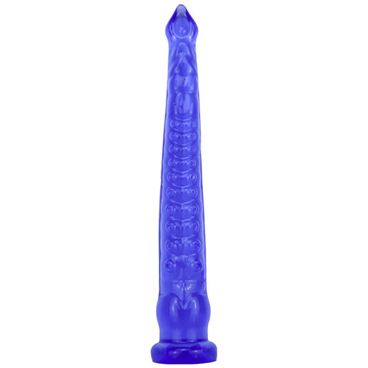 Soft and super-sized tentacle dildo for women in vibrant blue, offering 18 inches of flexible, skin-friendly silicone for deep G-spot and P-spot stimulation.