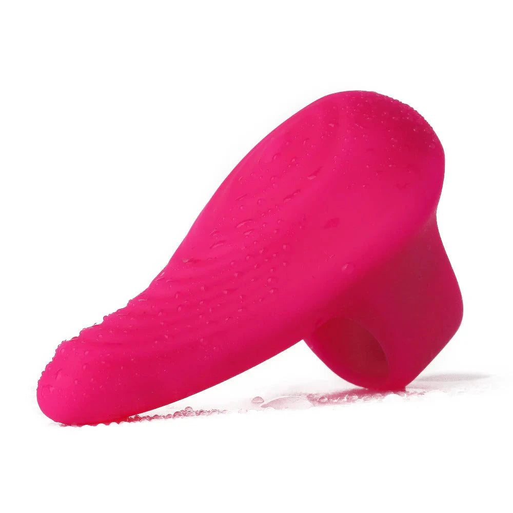 G-Spot stimulation finger vibrator with teasing finger sleeve in pink.