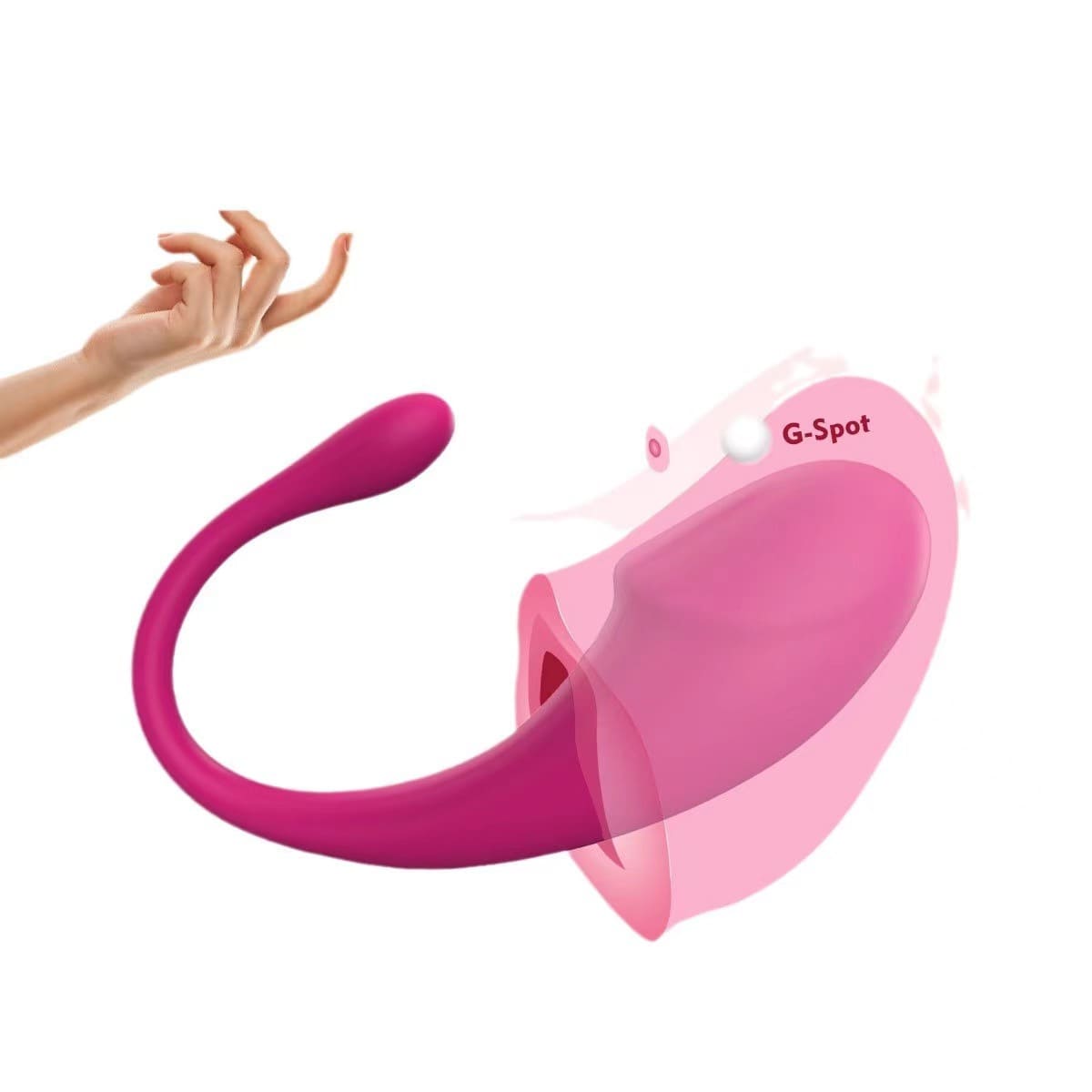 Tadpole APP vibrator with wireless remote control and pink ergonomic design.