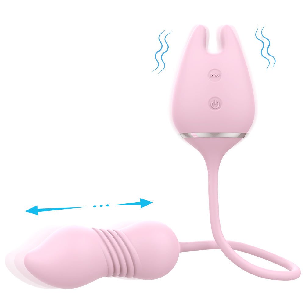 Rechargeable vibrating dual stimulator egg with expandable vibrations.