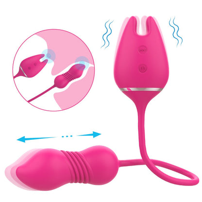 Rechargeable Vibrating Dual Stimulator Egg with expandable vibrations and high playability in pink.