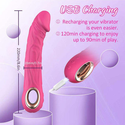 Realistic vibrator dildo with 10 powerful vibration modes and USB charging, made of high-quality silicone.
