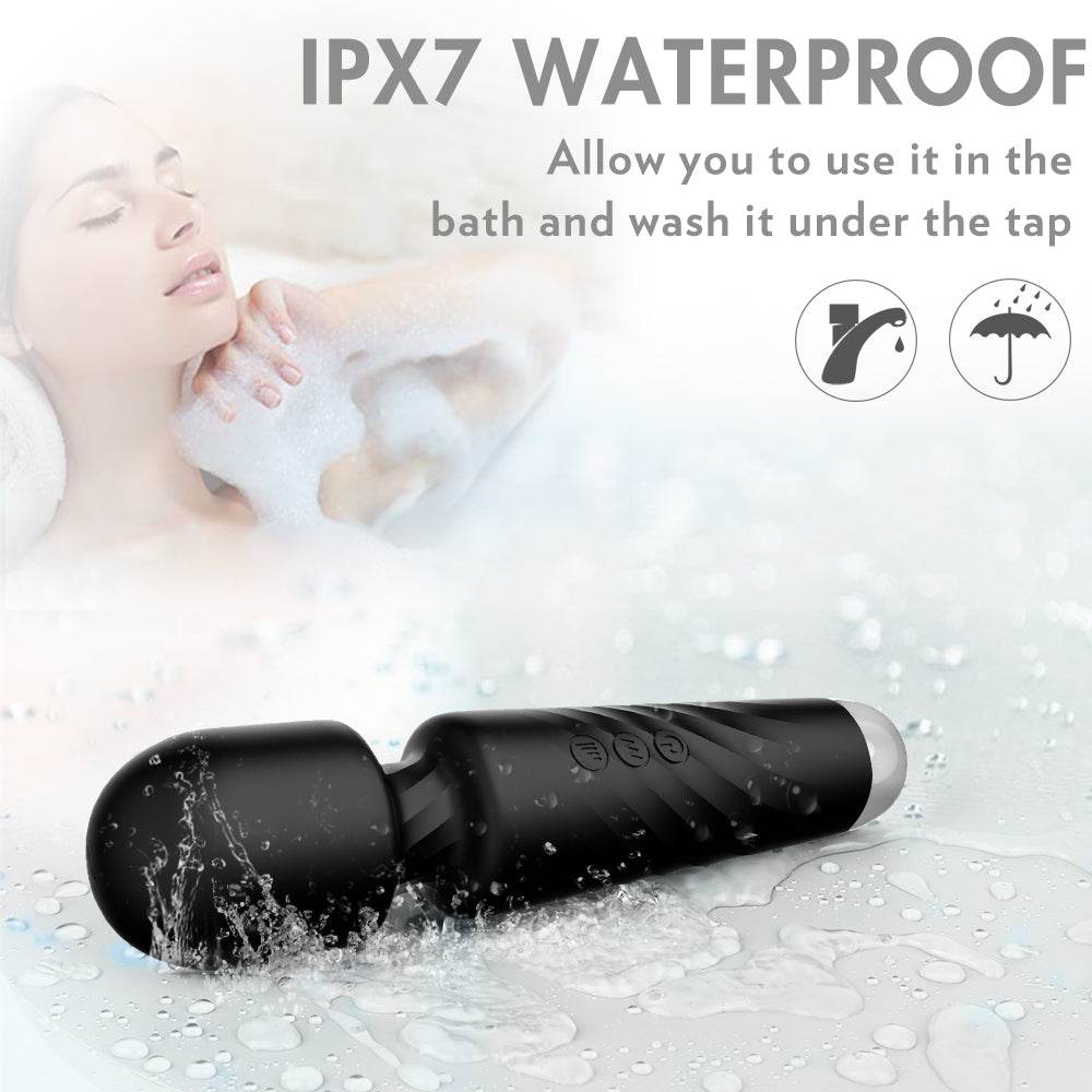 Magic Wand Rechargeable extra-powerful cordless vibrator, waterproof design in a bath setting.