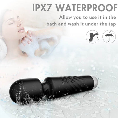 Magic Wand Rechargeable extra-powerful cordless vibrator, waterproof design in a bath setting.