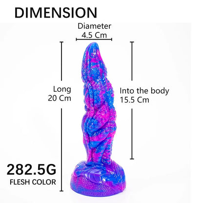 8" Monster Dildo Tentacle Dildo with Suction Cup, 282.5g, 20cm length, 4.5cm diameter, flesh color.