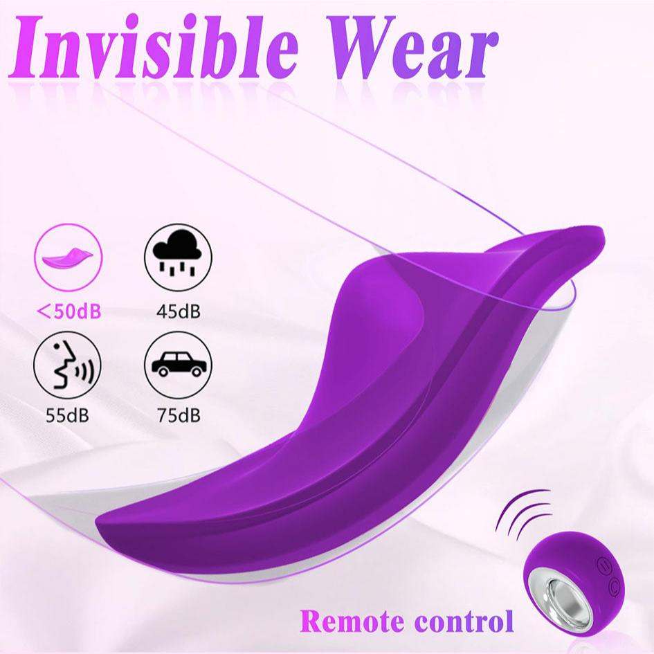 Invisible wear wearable panty vibrator with remote control and varying sound levels.