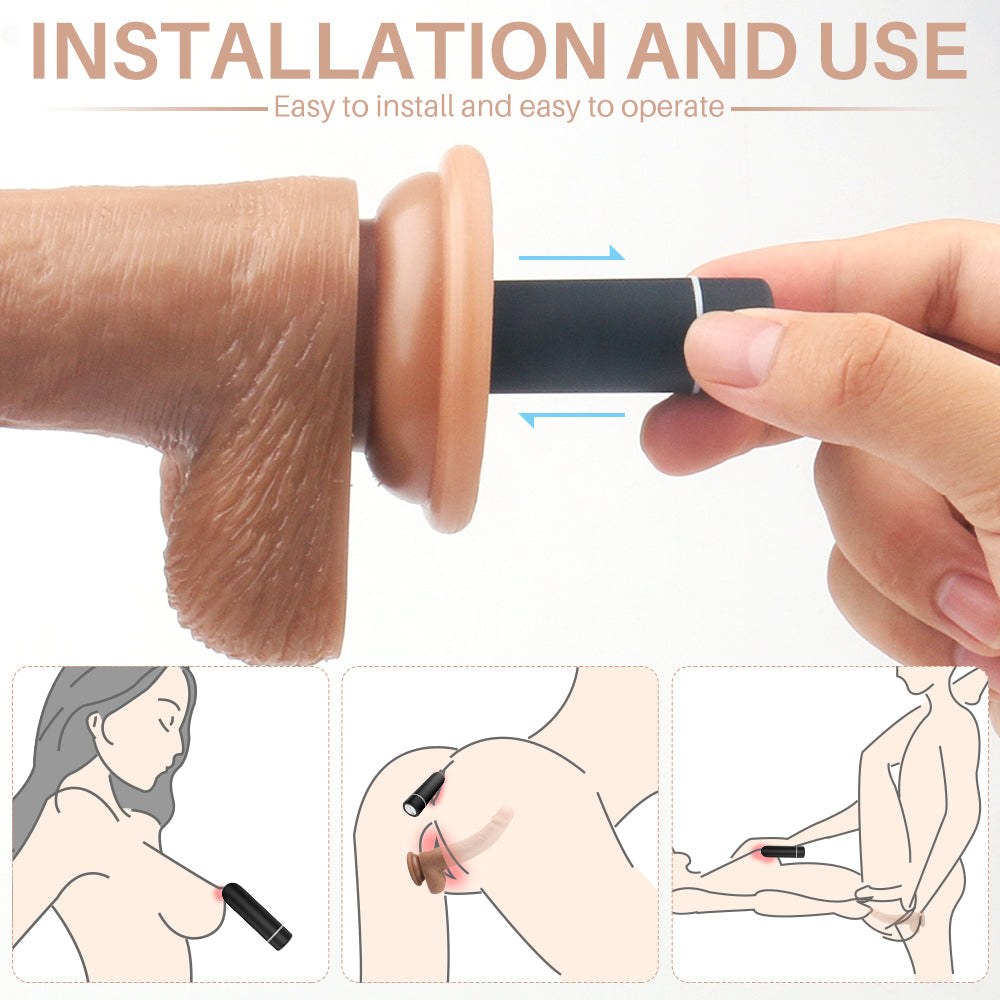 Realistic dildo pump with vibrating shaft, bendable design, and suction-cup base for versatile play.