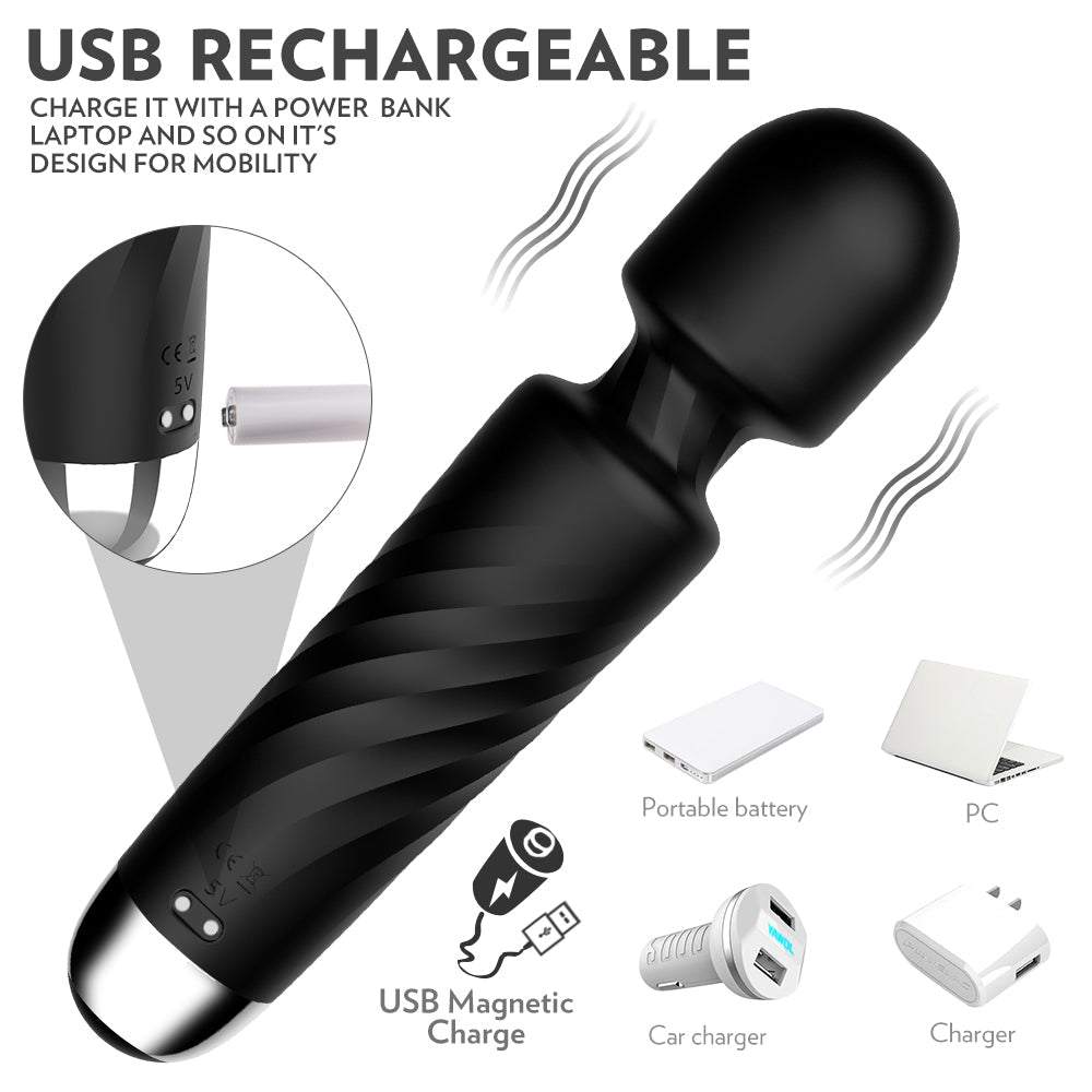 Magic Wand Rechargeable extra-powerful cordless vibrator with flexible neck and smooth head.