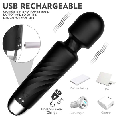Magic Wand Rechargeable extra-powerful cordless vibrator with flexible neck and smooth head.