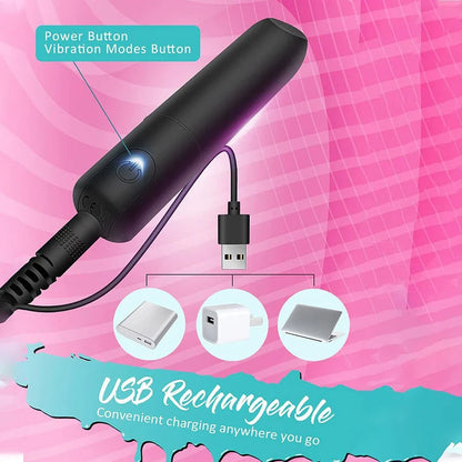 USB rechargeable bullet vibrator with angled tip for precision clitoral stimulation, featuring multiple vibration modes.