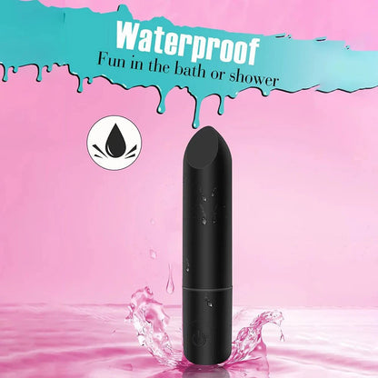 Waterproof bullet vibrator with angled tip for precision clitoral stimulation.