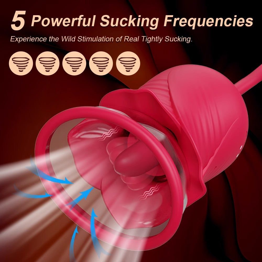 Rose Petal Sucking Telescopic Vibrator with powerful suction frequencies.