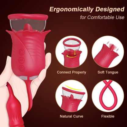 Rose Petal Sucking Telescopic Vibrator