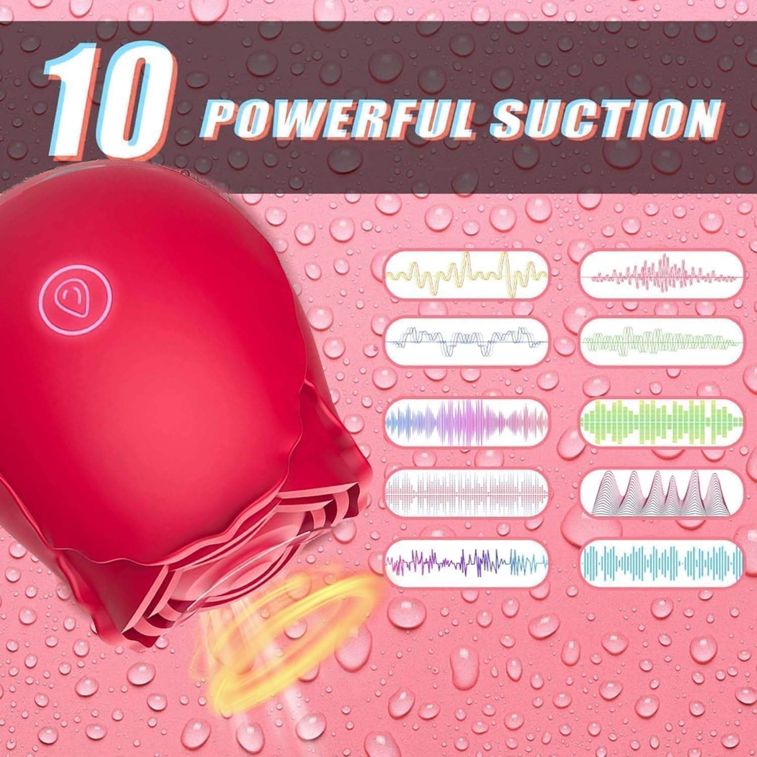 Rose Clitoral Suction Stimulator with 10 intense modes and powerful suction technology.